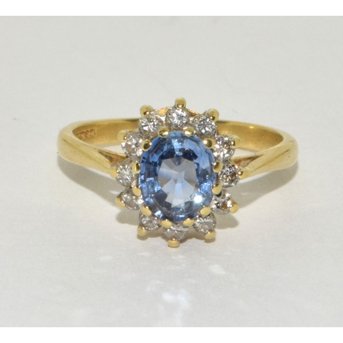 215 - A Sapphire/Diamond 18ct gold Princess Diana style ring Size M