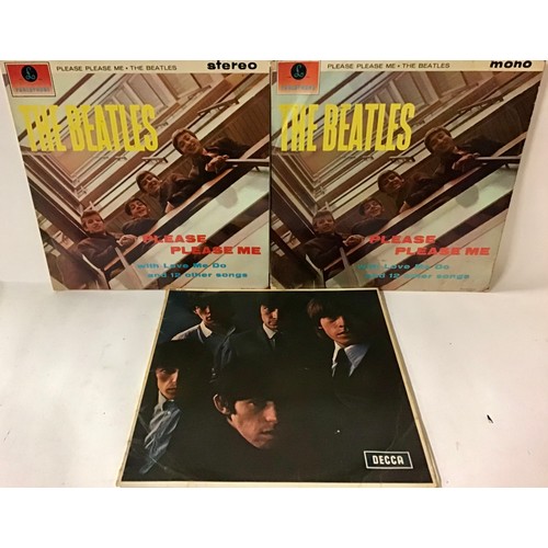 184 - BEATLES AND ROLLING STONES VINYL LP RECORDS. We have 2 Beatles here of which are both ‘Please Please... 