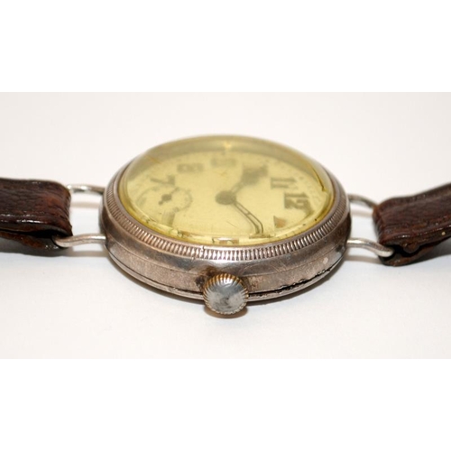 190 - 1914 silver cased Rolex trench watch. 37mm across including crown