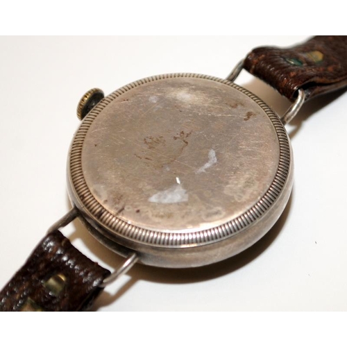 190 - 1914 silver cased Rolex trench watch. 37mm across including crown