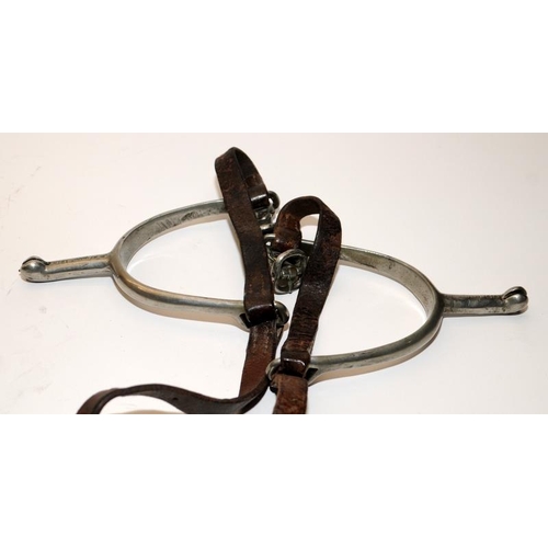 313 - 3 Pairs of spurs including a military cavalry pair dated 1914 and 1915 and carrying military broad a... 