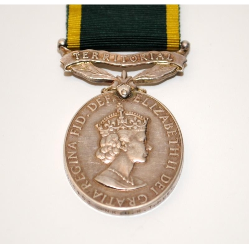 323 - Territorial Efficiency medal, up to 1967 version, Awarded to GNR Huet RA