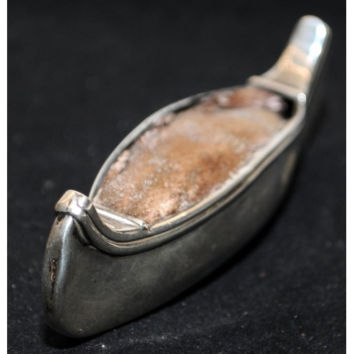 244 - Antique Sterling Silver pin cushion in the form of a canoe. Hallmarked for Birmingham 1906