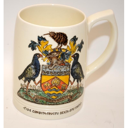 291 - Keith Murry designed Wedgwood ceramic tankard displaying Christchurch (NZ) coat of arms. 12.5cms tal... 