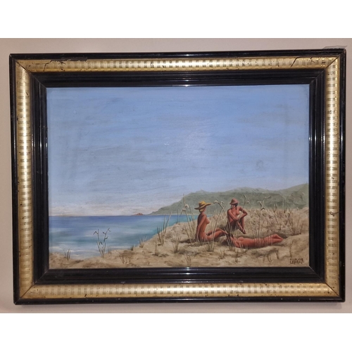 62 - Claude Lepape: French artist framed oil on board painting.