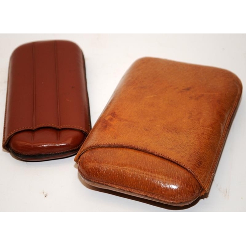 270 - Two vintage cigar cases including a Parker pigskin four finger example