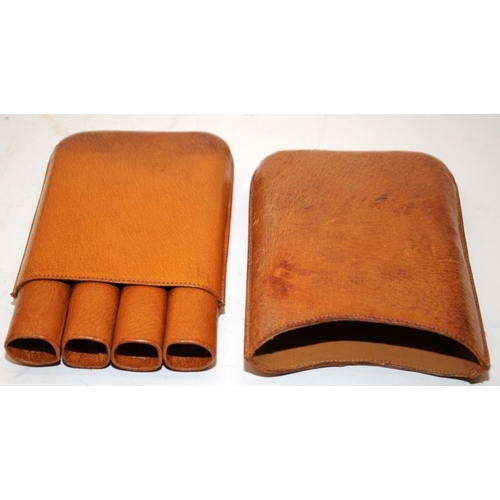 270 - Two vintage cigar cases including a Parker pigskin four finger example