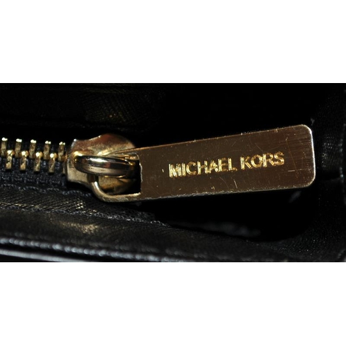 272 - Michael Kors Hamilton crossbody black leather handbag. 22.5cms across bottom seam