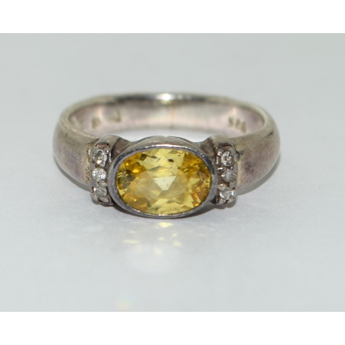 164 - A 925 silver and citrine ring Size N