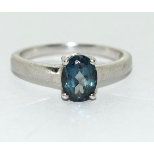 181 - A london 925 silver blue topaz ring Size Q