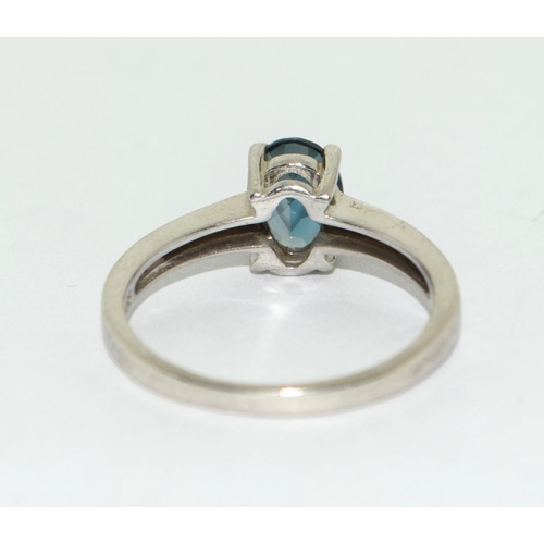 181 - A london 925 silver blue topaz ring Size Q