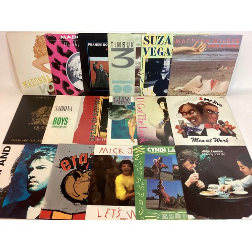 92 - BOX OF VARIOUS ROCK AND POP VINYL LP, 12” & 7” RECORDS. All found here in VG+/Ex conditions are thes... 