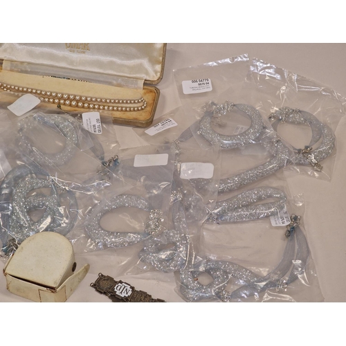 459 - Box of new and used costume jewellery. Lots still sealed in bags.