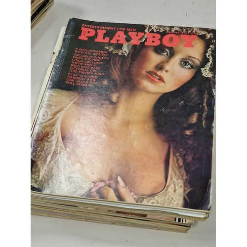 174 - Collection of 12 vintage Playboy adult magazines. Complete year issues January - December 1975.