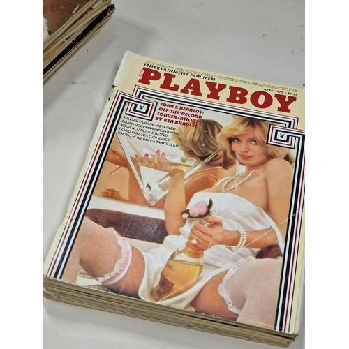 174 - Collection of 12 vintage Playboy adult magazines. Complete year issues January - December 1975.