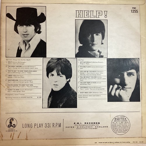6 - THE BEATLES VINYL ALBUM ‘HELP!’. Classic 1965 UK Press Yellow & Black Parlophone labels!!! Both side... 