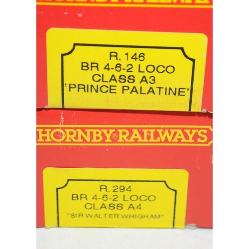 164 - Hornby OO gauge locomotives Class A3 Prince Palatine ref:R146 c/w Class A4 Sir Walter Whigham ref:R2... 