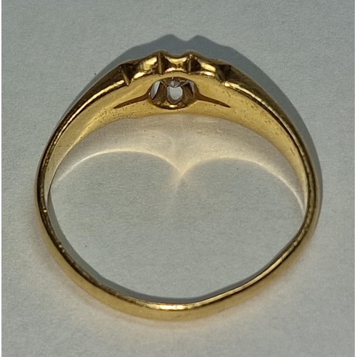 394 - Diamond Gypsy 18ct gold ring Size N , 2.6g.