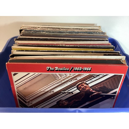 166 - LARGE BOX OF VARIOUS VINYL LP RECORDS. Various artists here to include - The Beatles - Queen - 10cc ... 
