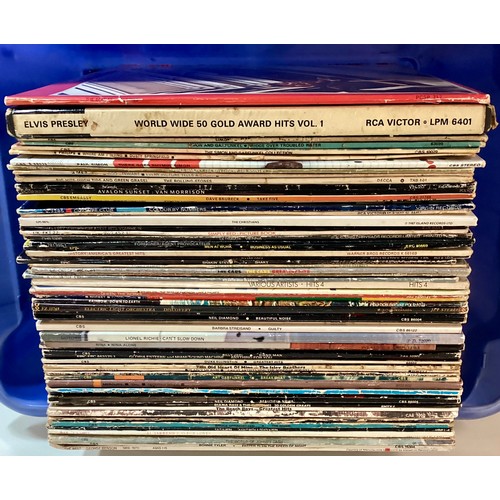 166 - LARGE BOX OF VARIOUS VINYL LP RECORDS. Various artists here to include - The Beatles - Queen - 10cc ... 