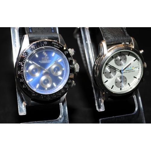 460 - Two gents' quartz chronographs, Musk and Alfa. Both with new batteries fitted and working at time of... 