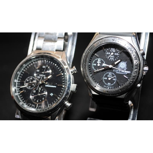 453 - Two gent's quartz chronographs, Wired (Seiko 7T92 movement) and Philip Morris (Seiko V658 movement).... 