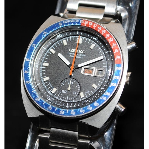 455 - Vintage Seiko 6139-6002 Pogue gents automatic chronograph. Serial number dates this watch to Novembe... 