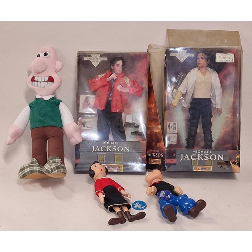 Two Street Life boxed Michael Jackson dolls together with Kings Features Syndicate Olive Oyl and Pop