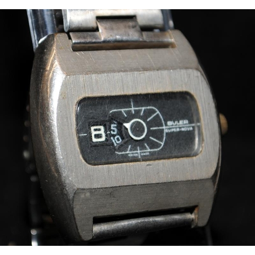 451 - Vintage gent's Buler Super Nova manual wind Jump Hour watch, seen working at time of listing