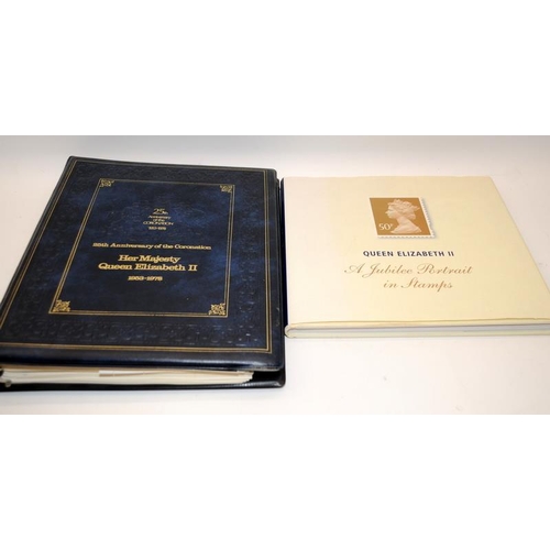 225 - GB stock book. QE II Coronation anniversary stamp collection and Jubilee Portraits book, USA Miniatu... 