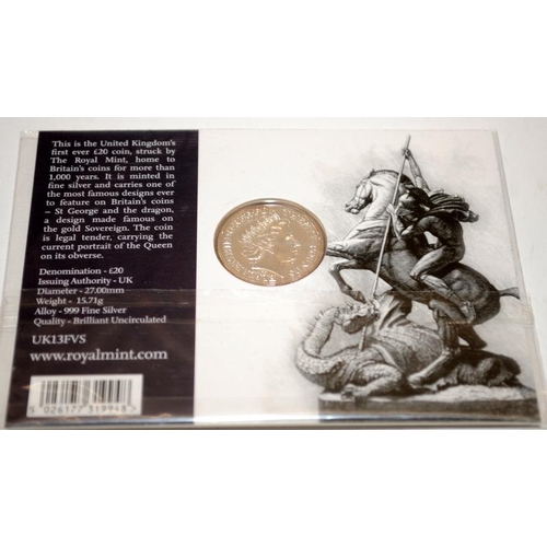 98 - Royal Mint 2015 Britannia Silver £50 Fifty Pounds coin, 2013 fine silver £20 coin and a special 2015... 