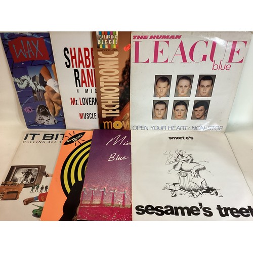 168 - BOX OF VARIOUS HIT RELATED 12” SINGLES. Artists here include - Human League - Wax - B52’s - PET Shop... 