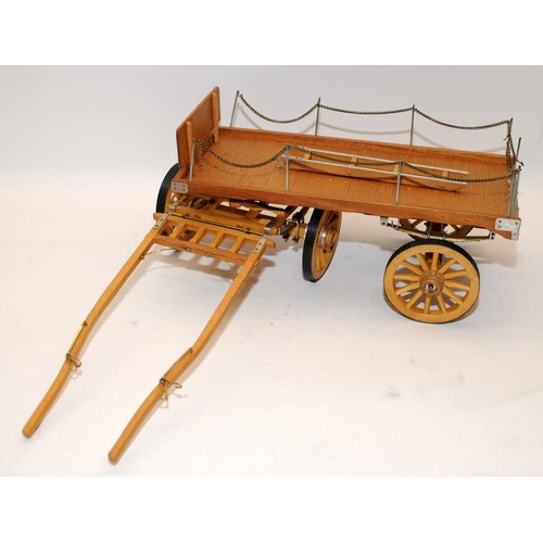 48 - Scratch built approx 1/10 scale Flat Bed Wagon built from hobby plans using wood sourced from old sc... 