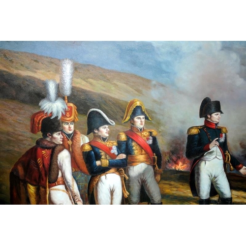 55 - Large oil on canvas study of Napoleon in the field in conference with his generals. Appears unsigned... 