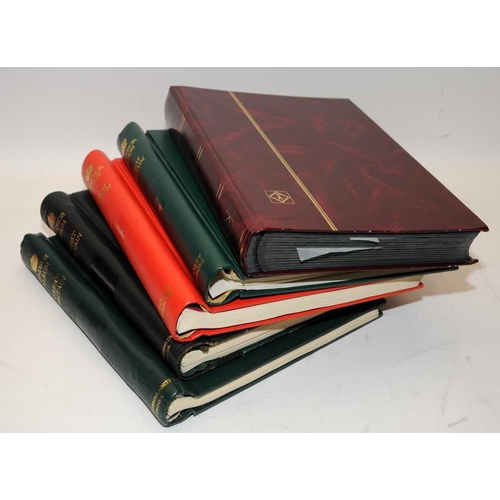 182 - 4 x Windsor GB stamps albums with illustrated pages c/w a Lighthouse stock book. A few stamps dotted... 