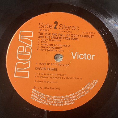 176 - DAVID BOWIE VINYL ALBUM ‘ZIGGY STARDUST AND THE SPIDERS FROM MARS’. This album is on Orange labelled... 