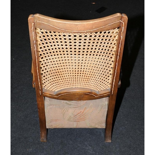 439 - Vintage upholstered nursing chair with with wickerwork back. Seat height 30cms