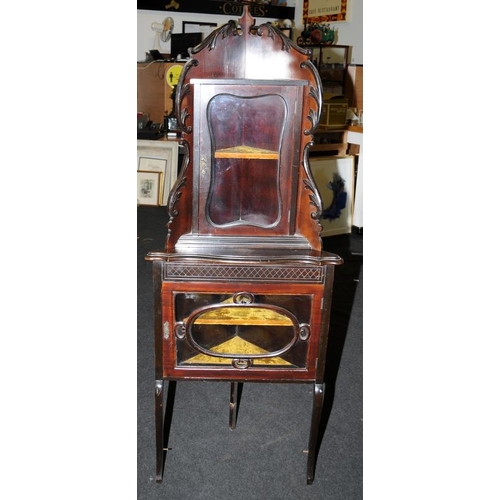 441 - Edwardian mahogany corner parlour cabinet with original glazed doors. O/all height 76cms