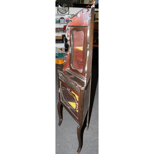 441 - Edwardian mahogany corner parlour cabinet with original glazed doors. O/all height 76cms