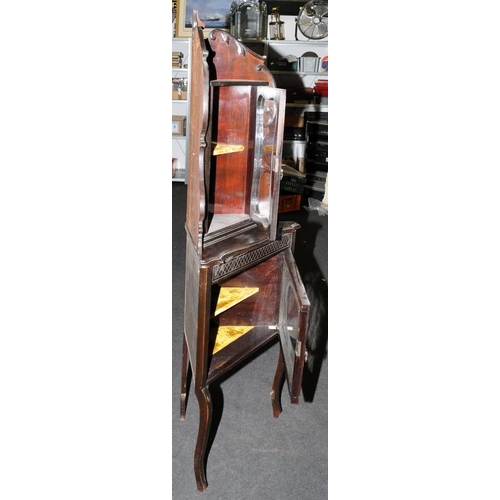 441 - Edwardian mahogany corner parlour cabinet with original glazed doors. O/all height 76cms