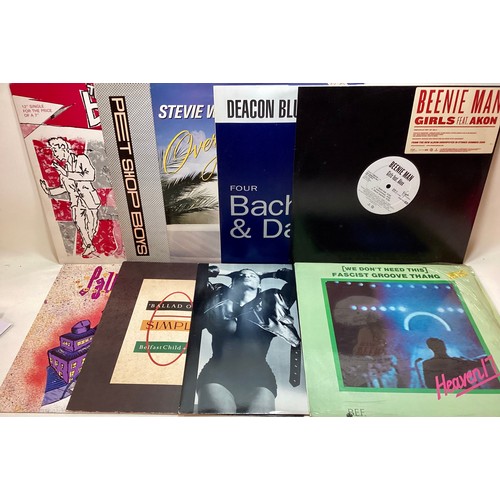 211 - BOX OF VARIOUS LP AND 12” SINGLES. This box is predominantly made up of 12” vinyl records from artis... 