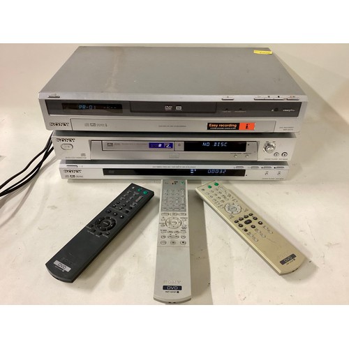 494 - SONY DVD PLAYERS X 3. Found here are models No. RDR - GX210 - DVP-N8305 and DVP-NS29. All power up a... 