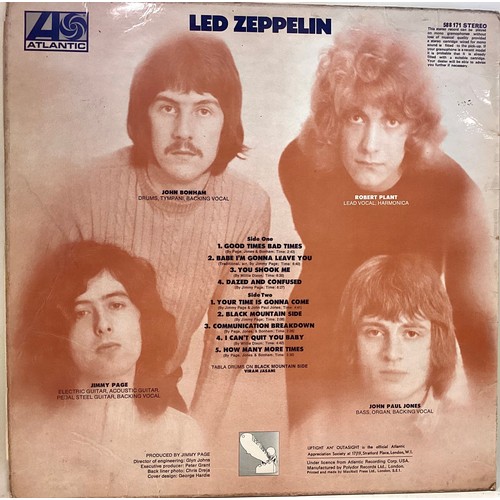 90 - LED ZEPPELIN I VINYL LP RECORD. Original vinyl on UK first press Atlantic 588171 from 1969 with matr... 