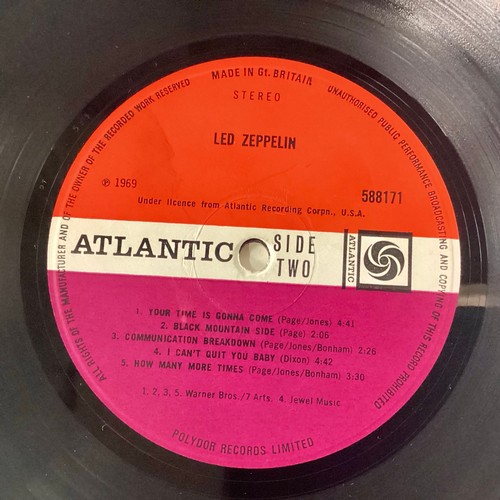 90 - LED ZEPPELIN I VINYL LP RECORD. Original vinyl on UK first press Atlantic 588171 from 1969 with matr... 
