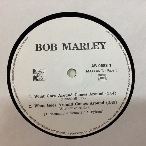 109 - BOB MARLEY ‘WHAT GOES AROUND’ WITH DAMIAN MARLEY PROMO MAXI 12” PROMO. This vinyl is a demo/ promo s... 