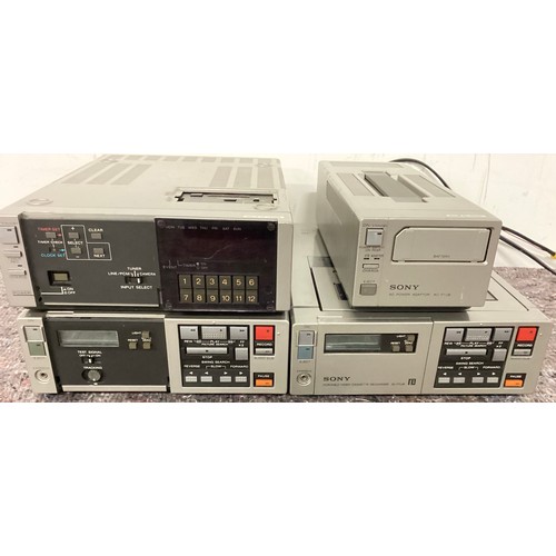 496 - SONY BETAMAX VIDEO CASSETTE PLAYERS WITH ACCESSORIES. We have 2 x SL-F1UB cassette recorders along w... 