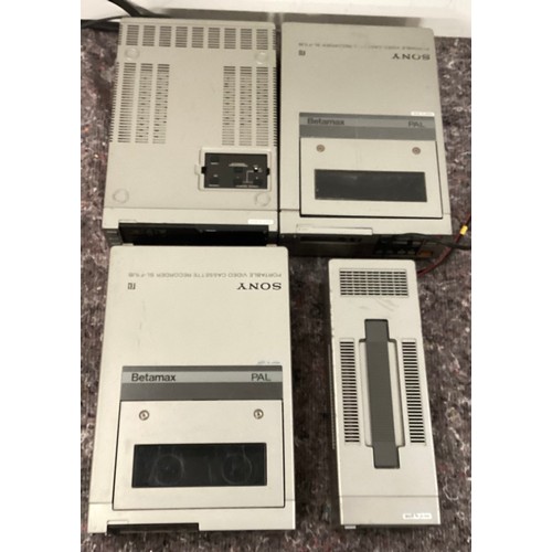 496 - SONY BETAMAX VIDEO CASSETTE PLAYERS WITH ACCESSORIES. We have 2 x SL-F1UB cassette recorders along w... 