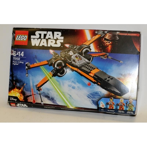 13 - Star Wars Lego: Poe's X-Wing Fighter ref:75102. Boxed, model 99% complete, a few non essential piece... 