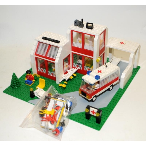 19 - Vintage Lego Emergency Ambulance Centre, Horse Riding Stable (both built on Lego bases and not check... 