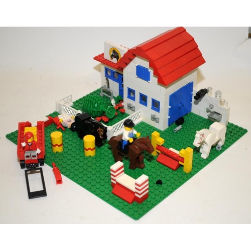 19 - Vintage Lego Emergency Ambulance Centre, Horse Riding Stable (both built on Lego bases and not check... 